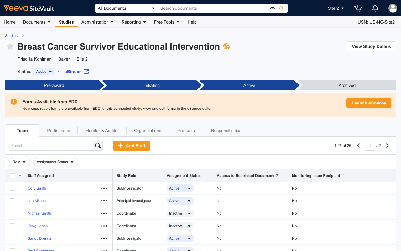 EDC CRF Availability